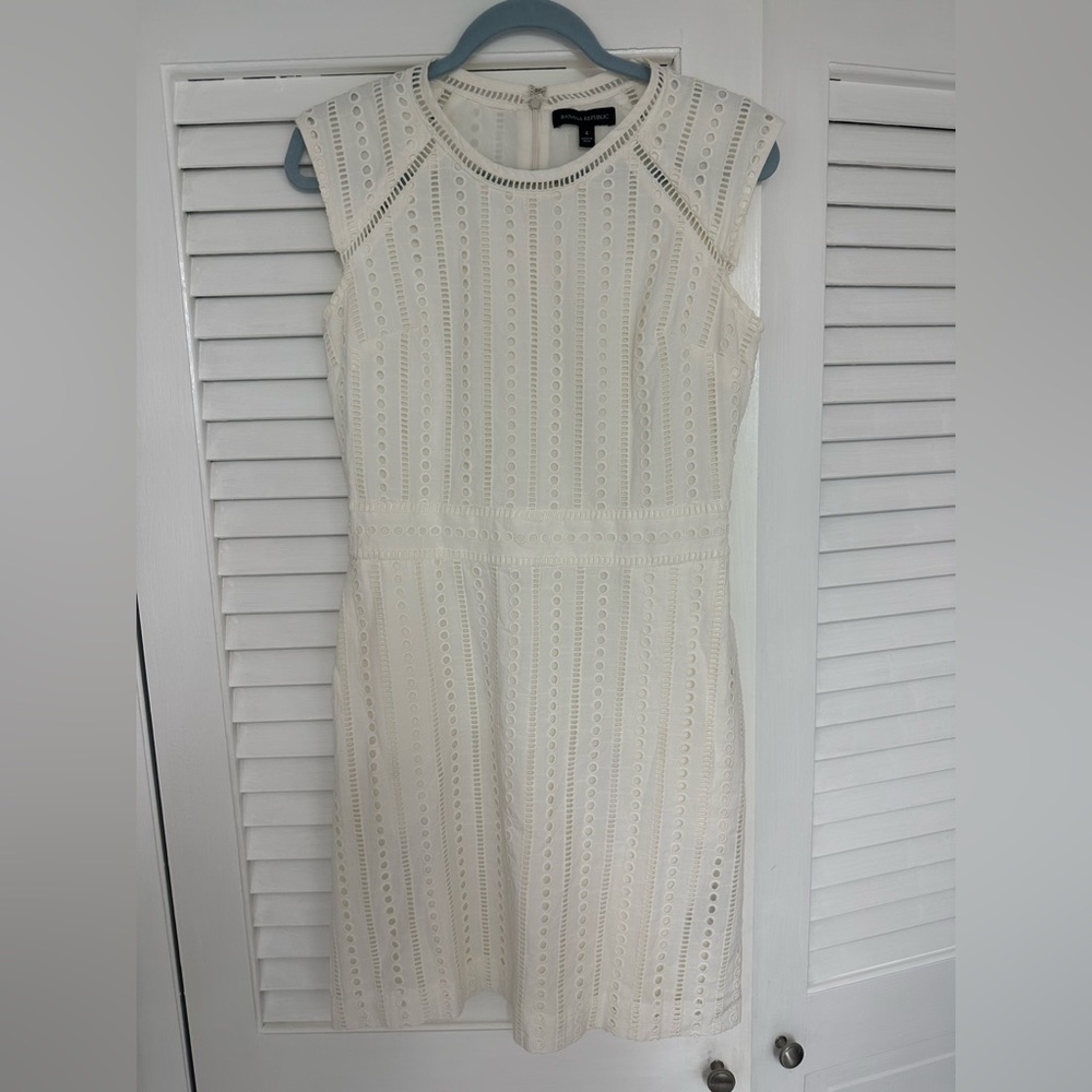 💟 Banana Republic Cream Lace Dress Size 4 Bridal Shower Rehearsal Dinner 💐